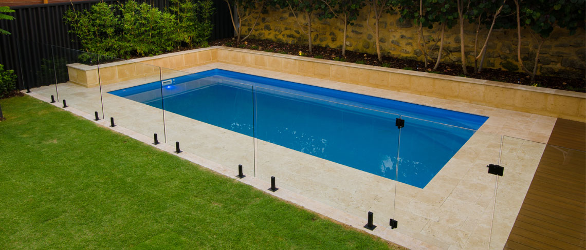"Cambridge" Fibreglass Pool (Backyard Pool pictured, in "Horizon" pool colour)